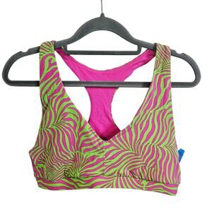 Me Undies Size XL Racerback Bra Green Pink Zebra Print Neon Whimsical Loungewear